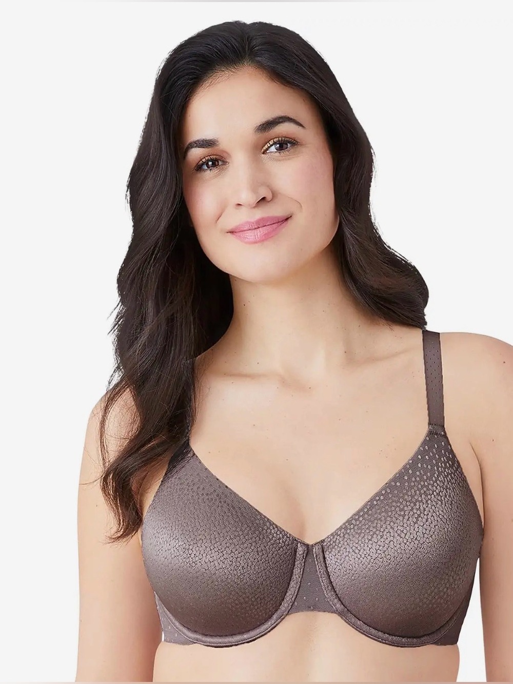 Wacoal Back Appeal Underwire Bra 42D Cappuccino Brown Unlined Back Smoothing